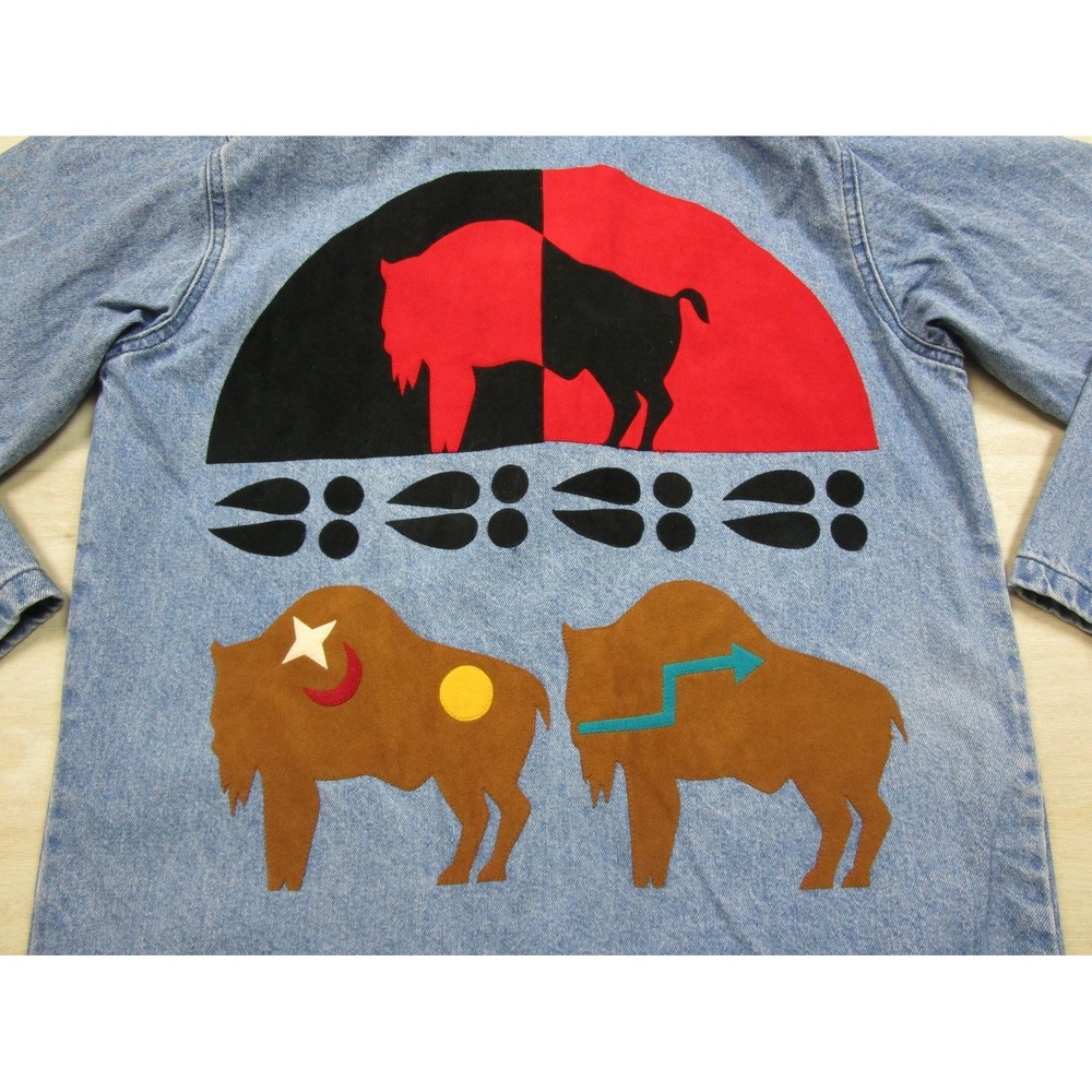 Vintage 90s Sundance x Moxie Denim Chore Coat Women's (M) Buffalo Santa Fe USA - Picture 13 of 16
